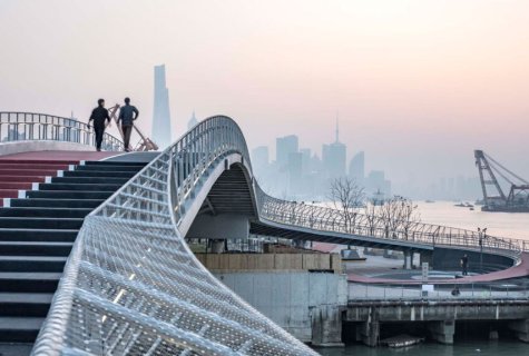 Pudong - North Bund - Mingshen Wharf - Yangjing Canal Pedestrian Bridge